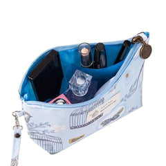 Flower Bird Cosmetic Bag Waterproof Canvas Makeup Pouch Small Travel Organizer