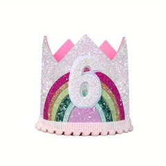 Felt Rainbow Birthday Party Crown 1st 2nd 3rd Happy Birthday Decor