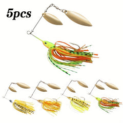 5pcs Double Willow Blade Spinnerbaits for Freshwater and Saltwater Fishing