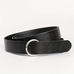 Medieval Knight Cosplay Belt Embossed PU Leather O Ring Viking Renaissance