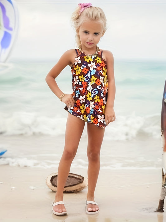 Toddler Girl's Floral One-piece Swimsuit Stretchy Bathing Suit