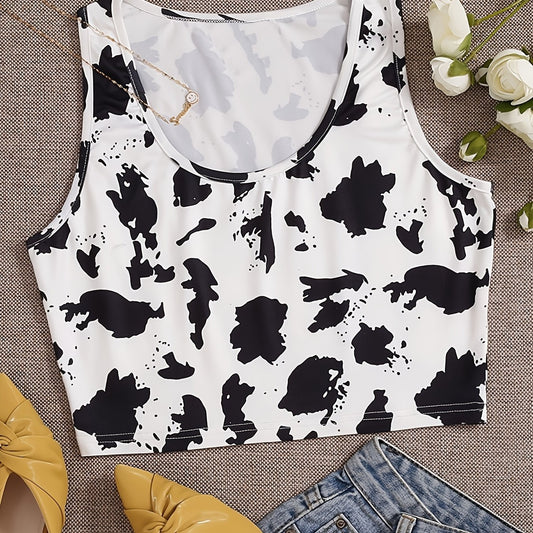 Dalmatian Print Crop Tank Top Sleeveless Summer Casual Women's Clothing