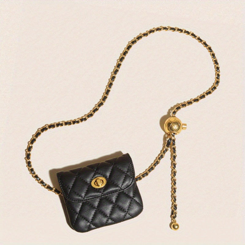 Vintage Leather Chain Belt Bag for Women