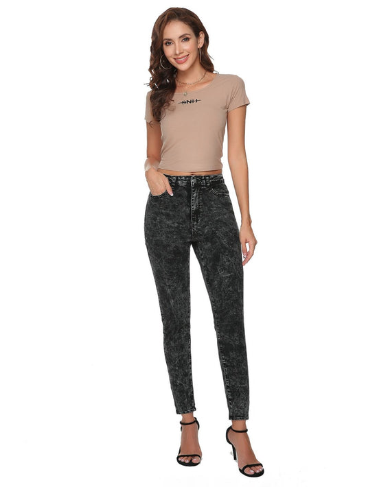 High Waisted Skinny Leg Jeans High Stretchy Denim Pants Women's Clothing