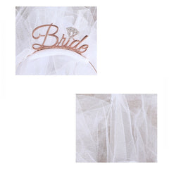 Bridal Veil with Bride to Be Headband - Romantic Wedding Accessory - Pink Floral