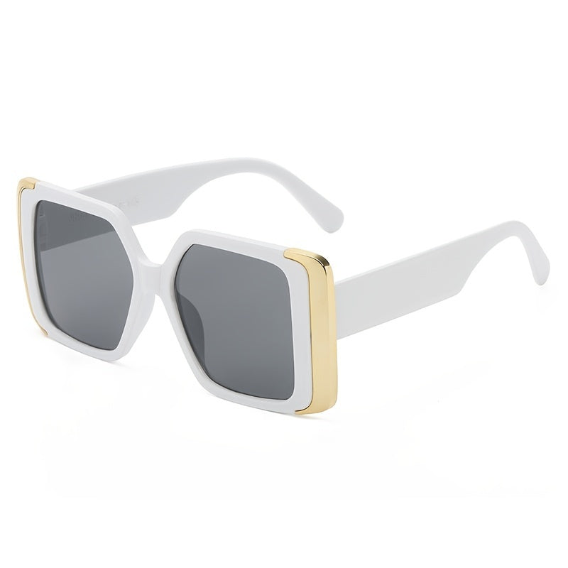 Golden Rimmed Oversize Irregular Square Sunglasses