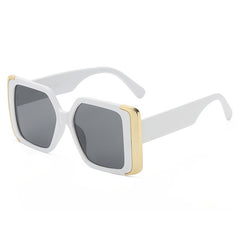 Golden Rimmed Oversize Irregular Square Sunglasses