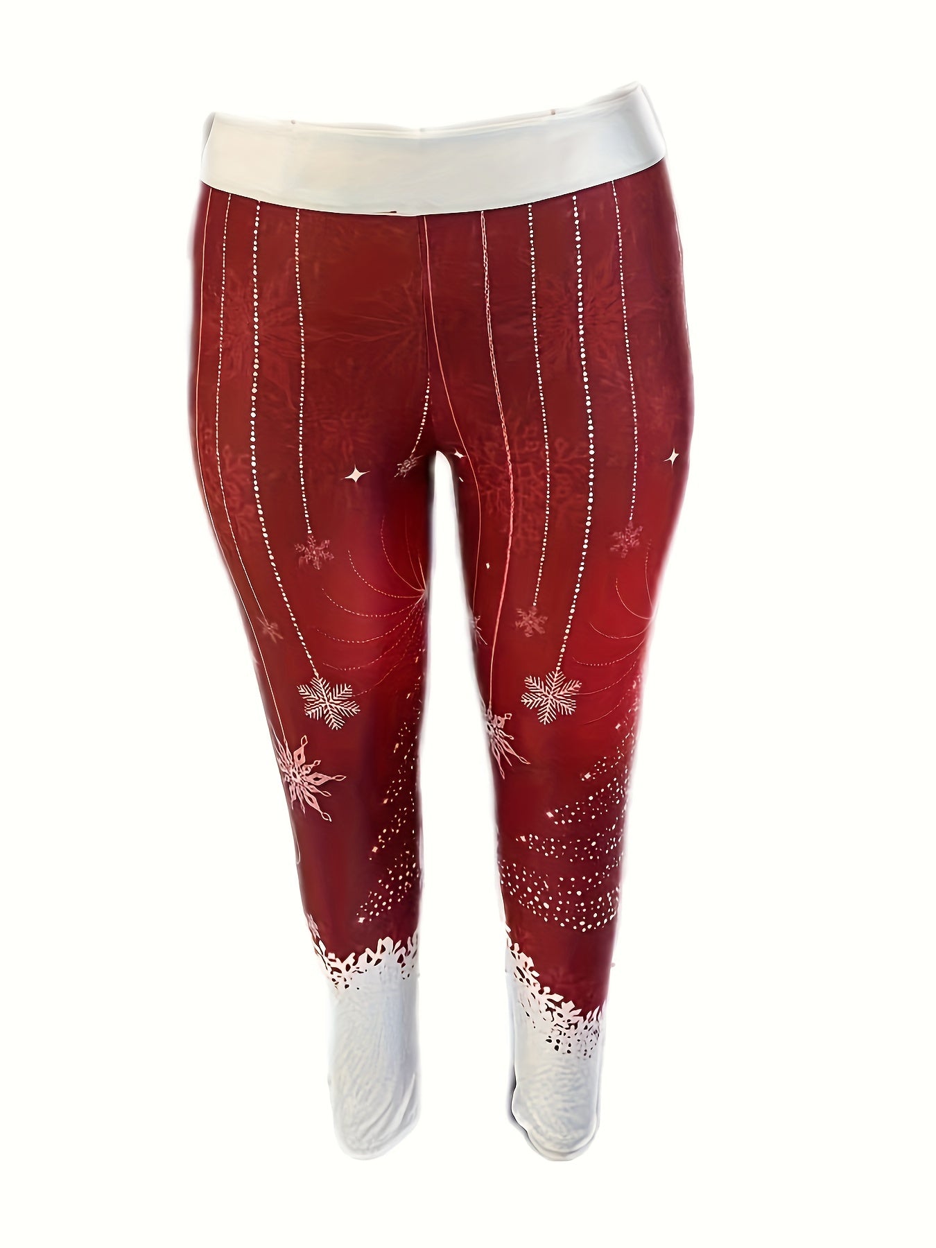  Snowflake Print High Rise Leggings