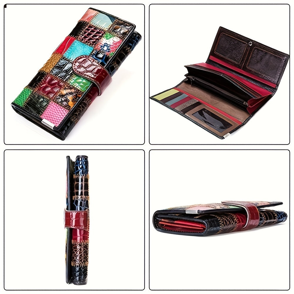 Colorblock Leather Credit Card Holder Coin Purse Clutch Wallet