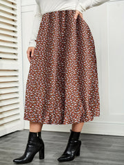  Women's Floral Print Pleated Maxi Skirt