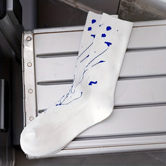 Splash Ink Print Socks Comfy & Breathable Mid Tube Stockings