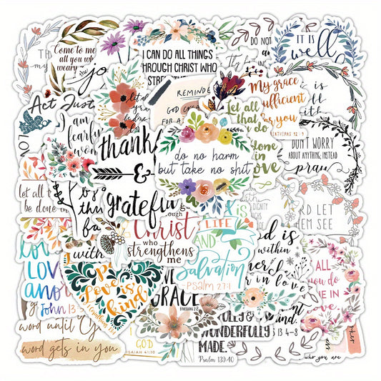 Bible Inspired Vinyl Waterproof Stickers for Kids & Teens - 50 Unique Designs