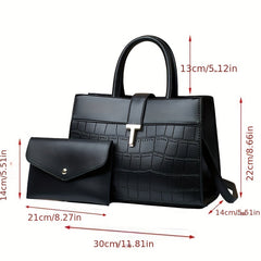 Crocodile Print Top Handle Tote Bag for Women