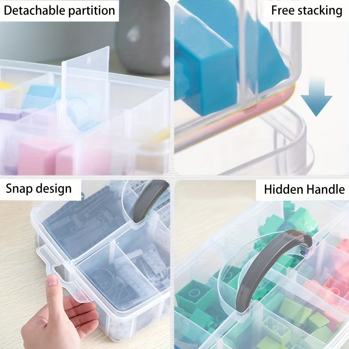 3 Tier 18 Grid Stackable Compartment Plastic Storage Box