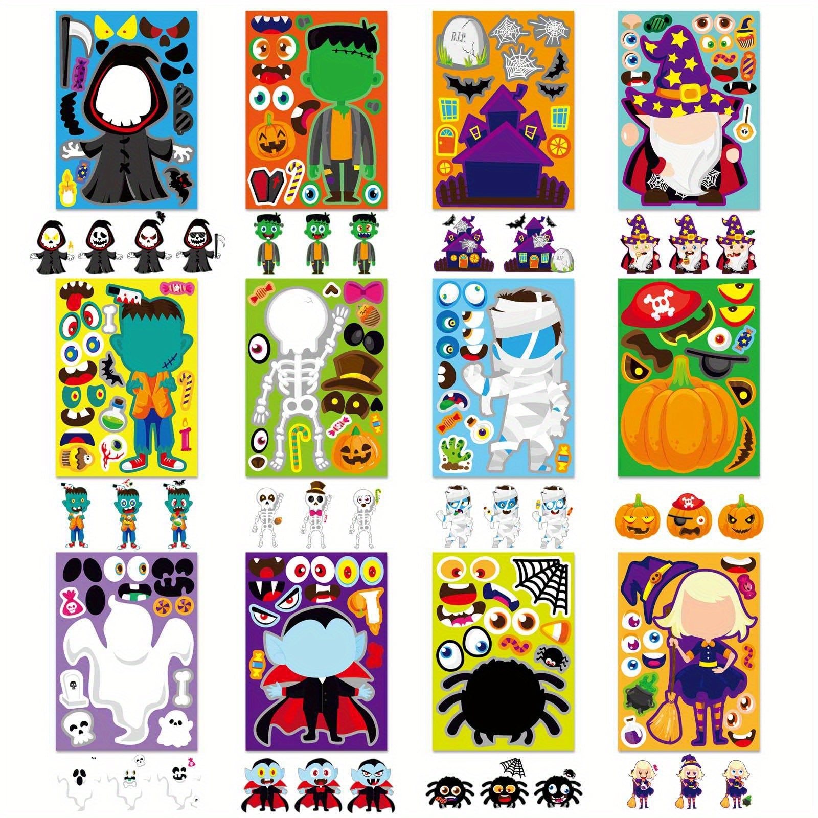 Make Your Own Halloween Characters Mix and Match Stickers