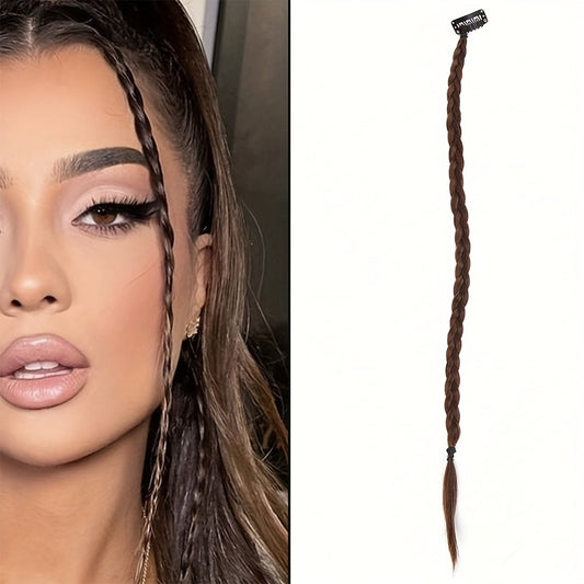 8 Cm Long Twist Braids Hair Extensions With Hair Clip Y2K Synthetic Ponytail
