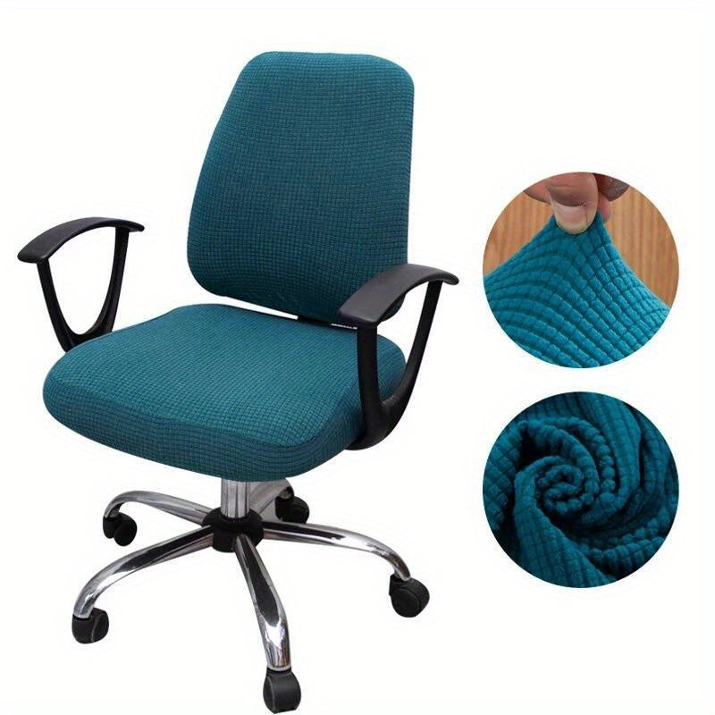 2pcs Set Stretch Jacquard Chair Covers Solid Color Office Dining Chair Cover