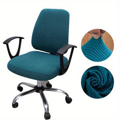 2pcs Set Stretch Jacquard Chair Covers Solid Color Office Dining Chair Cover