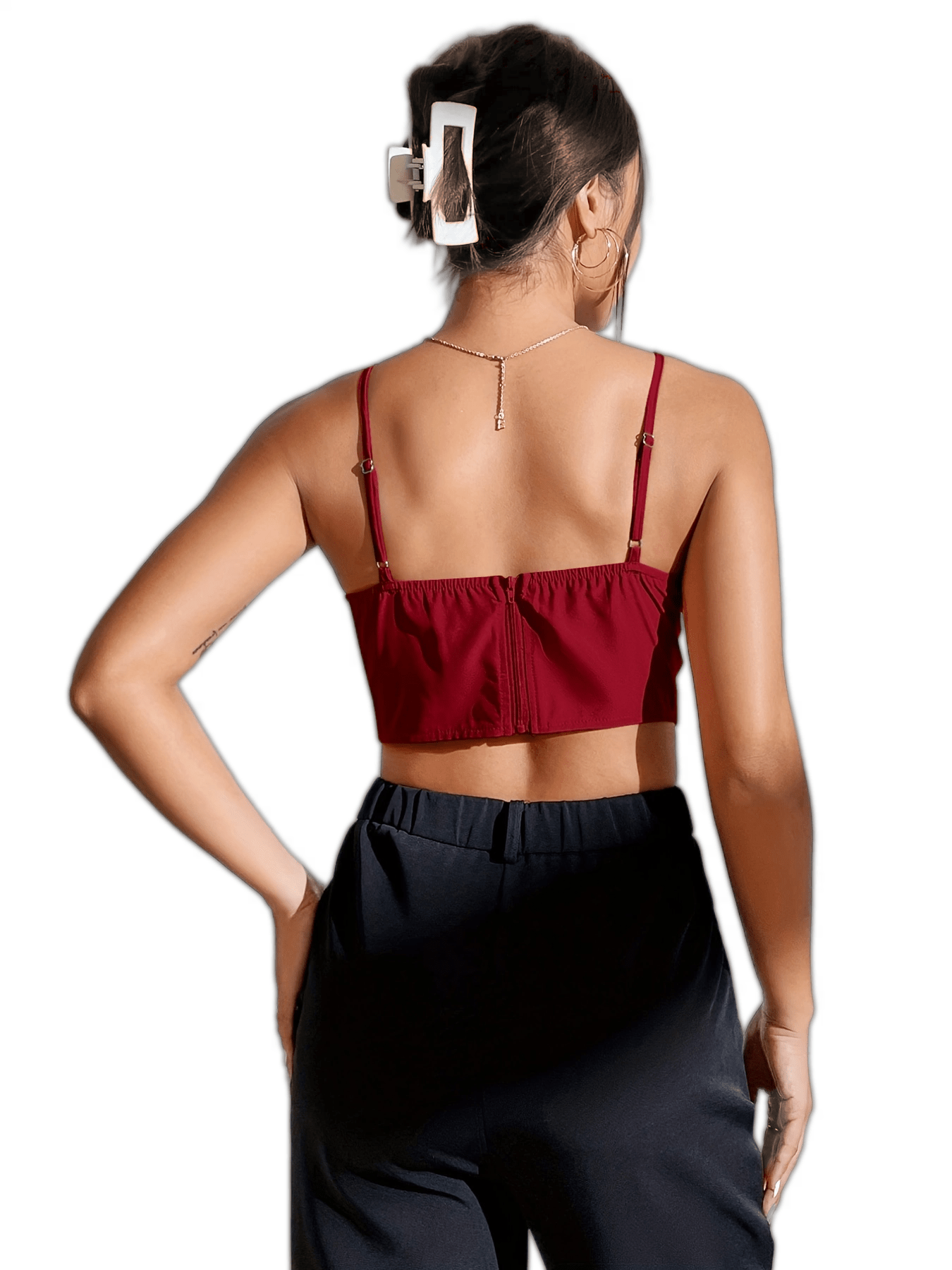 Solid Bow Tie Cami Top Sleeveless Satin Summer Sexy Crop