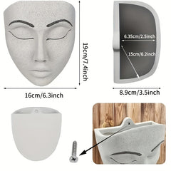 Resin Wall Mounted Face Planter Pot for Indoor & Outdoor Plants Decor