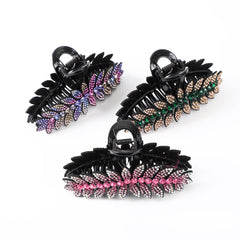 Crystal Leaf Hair Clips Vintage Rhinestone Barrette Jaw Clamp Hair Claws