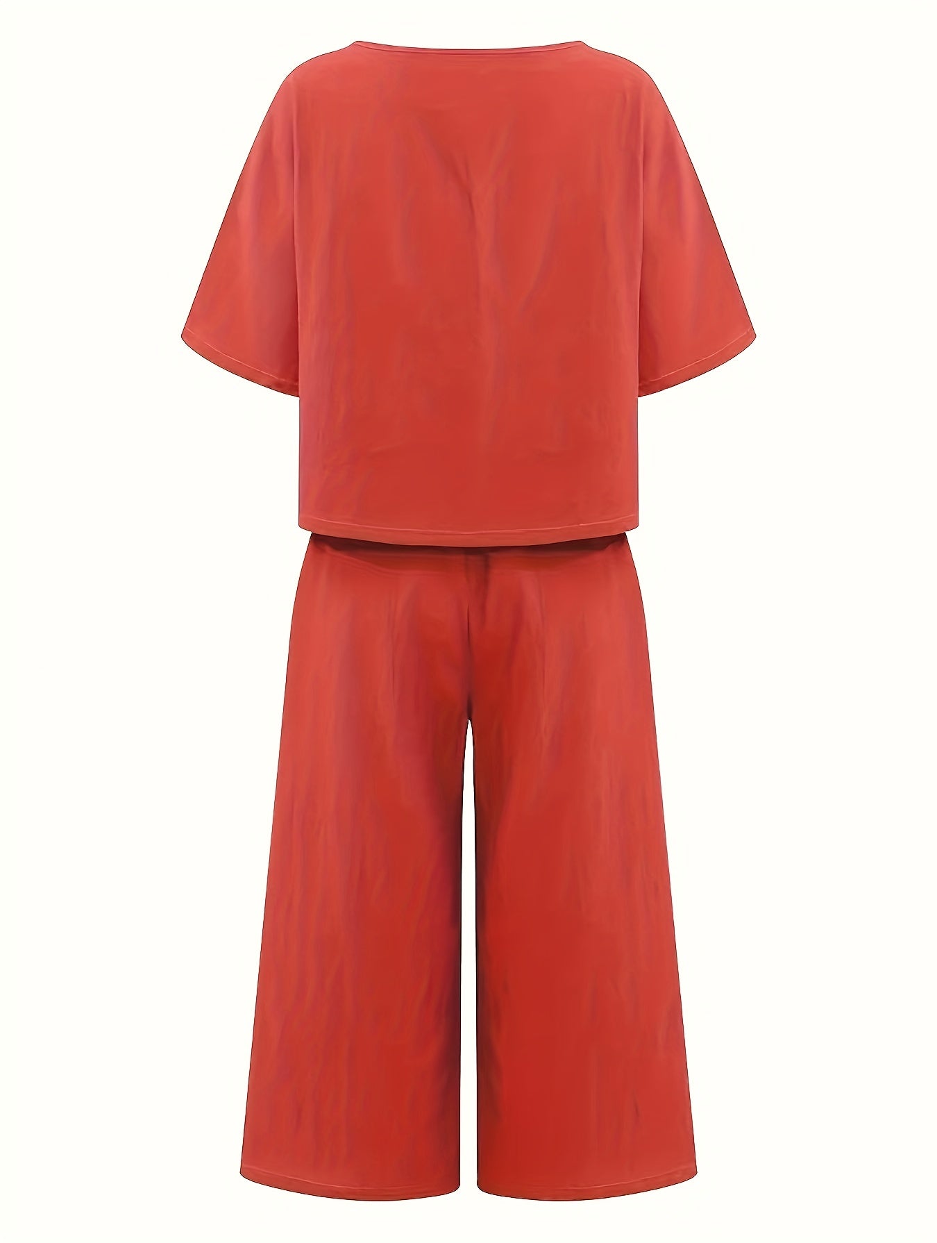 Two Piece Set Crew Neck T Shirt & Wide Leg Pants