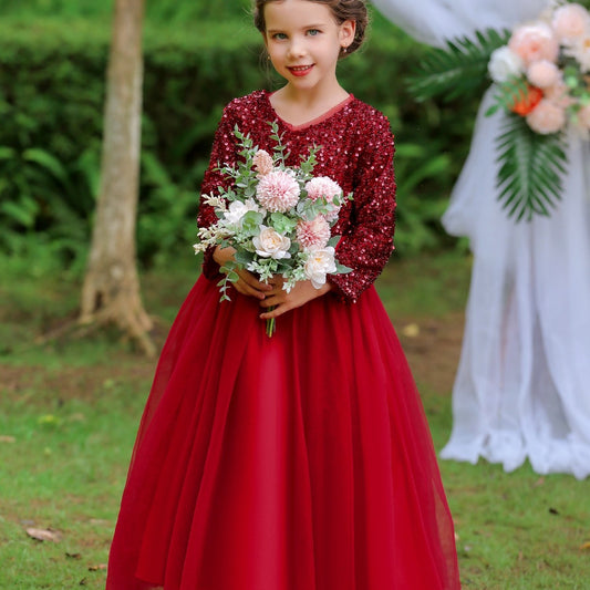 Christmas Girls Party Solid Dress