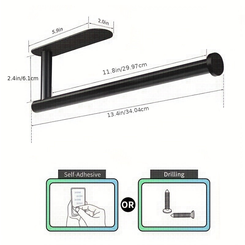 Stainless Steel Wall Mounted Towel Holder, No Drilling, Towel Rack