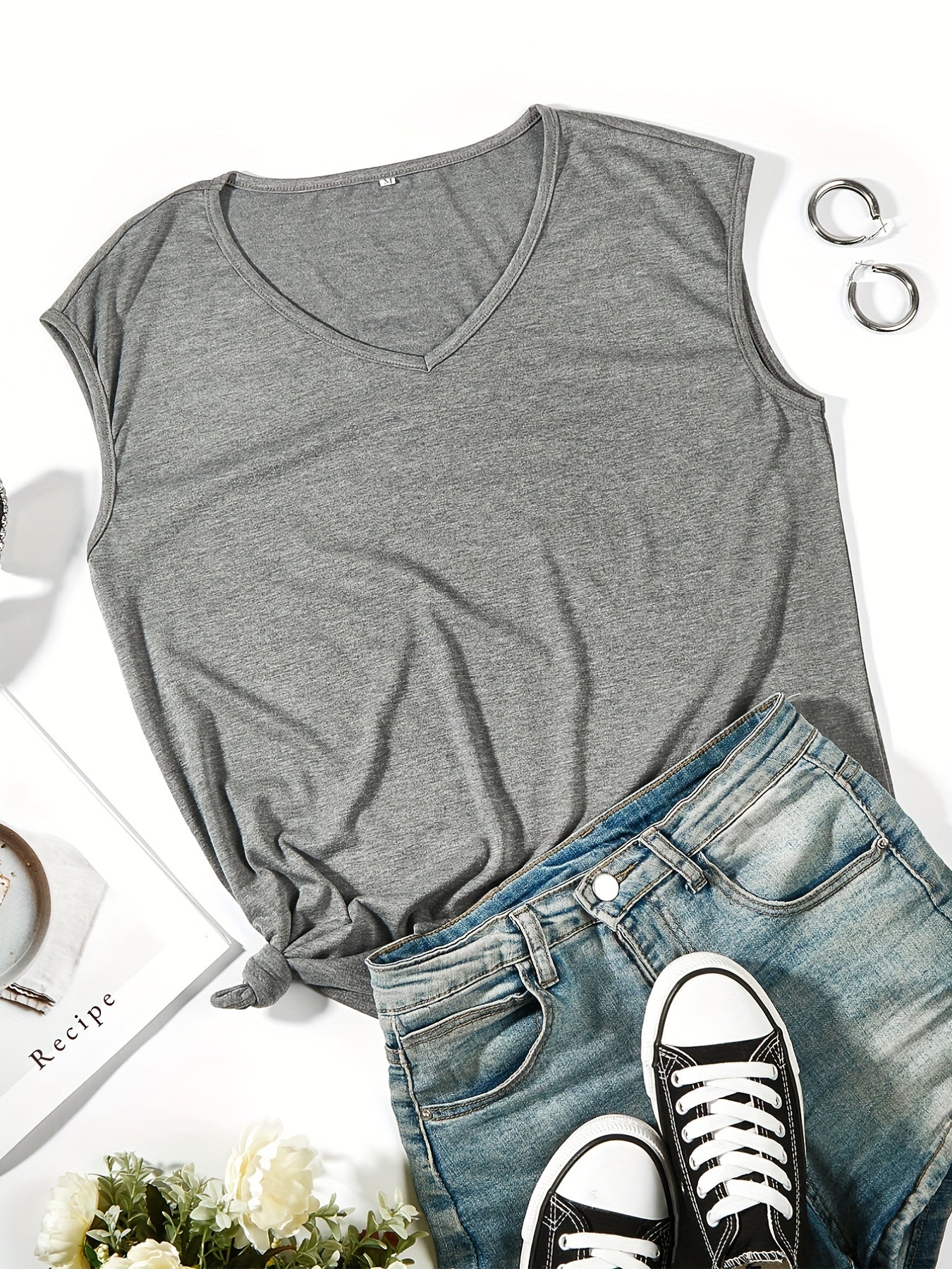 Women's V-Neck Sleeveless Tank Top for Summer
