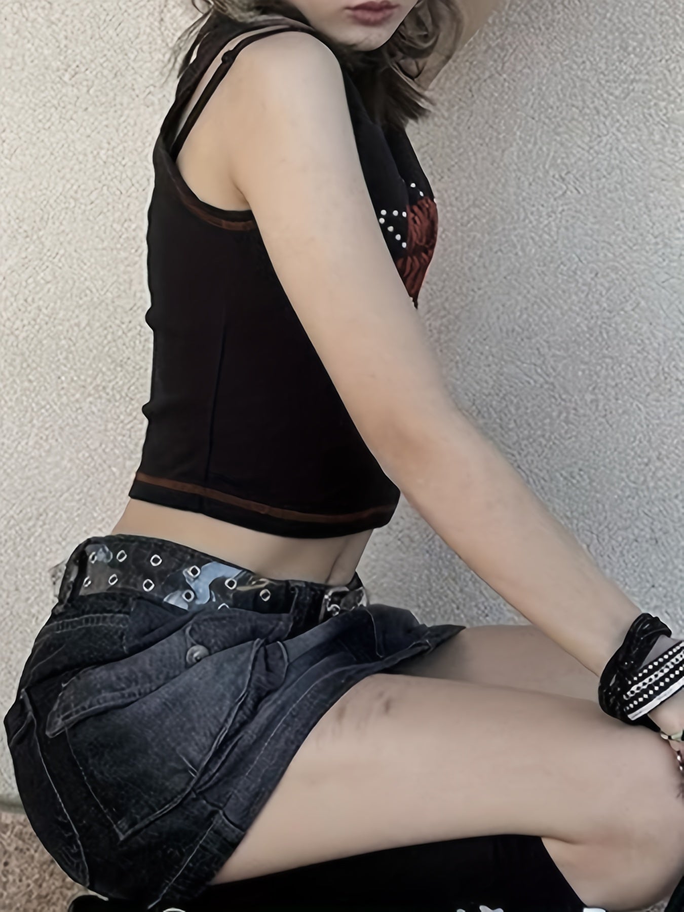 Letter Print Crop Top Y2k Sleeveless Crop Tank Top For Summer Women