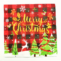 Merry Christmas Tree Print Napkins 20pcs Red Party Tableware for Xmas Party