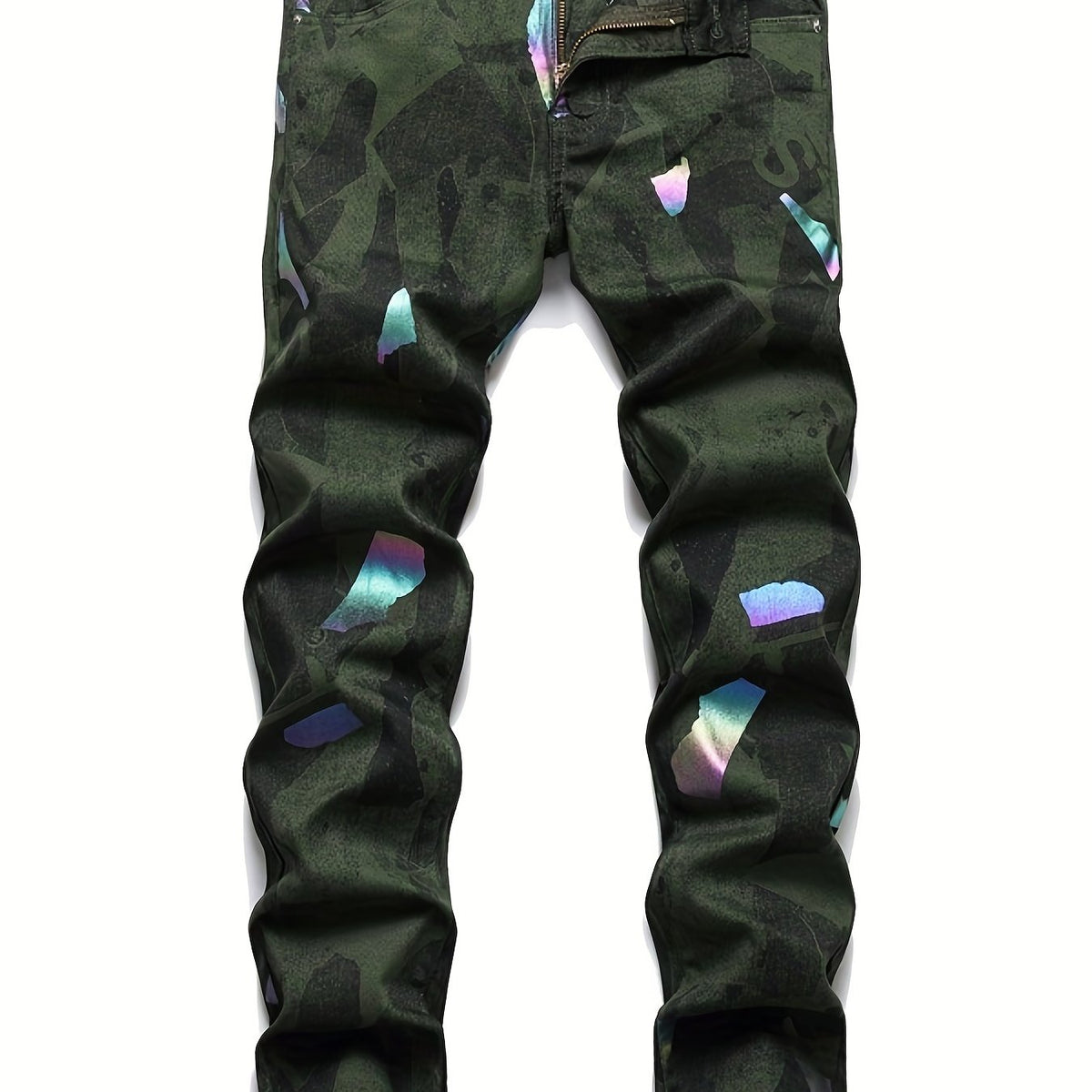 Men's Iridescent Block Jeans Stylish Sweatpants Active Mid Stretch
