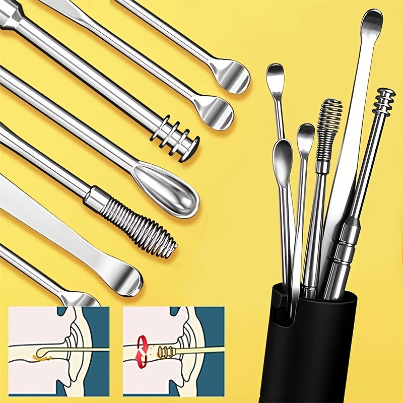 7Pcs Ear Cleaning Kit With Storage Box Key Ring Safe Ear Wax Removal Tool