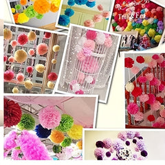 15pcs Rainbow Tissue Paper Pom Poms Flowers Wedding Birthday Party Decor