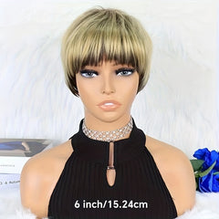 Burgundy Short Pixie Cut Human Hair Wigs For Women