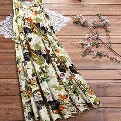  Leaf & Floral Print Maxi Cami Dress