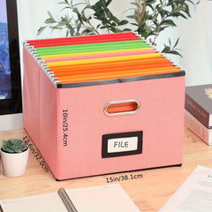 Durable File Storage Box with Lid & Handles - Portable Organizer
