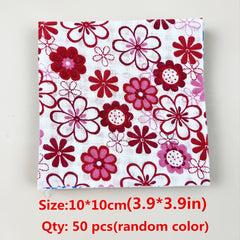50pcs Printed Patchwork Fabric Random Colors for DIY Sewing Scrapbooking