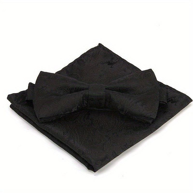 Polyester Formal Men's Bow Tie Handkerchief Set