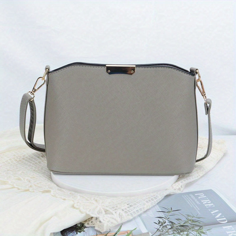 Stylish Crossbody Bag with Metal Decor, PU Leather Shoulder Purse