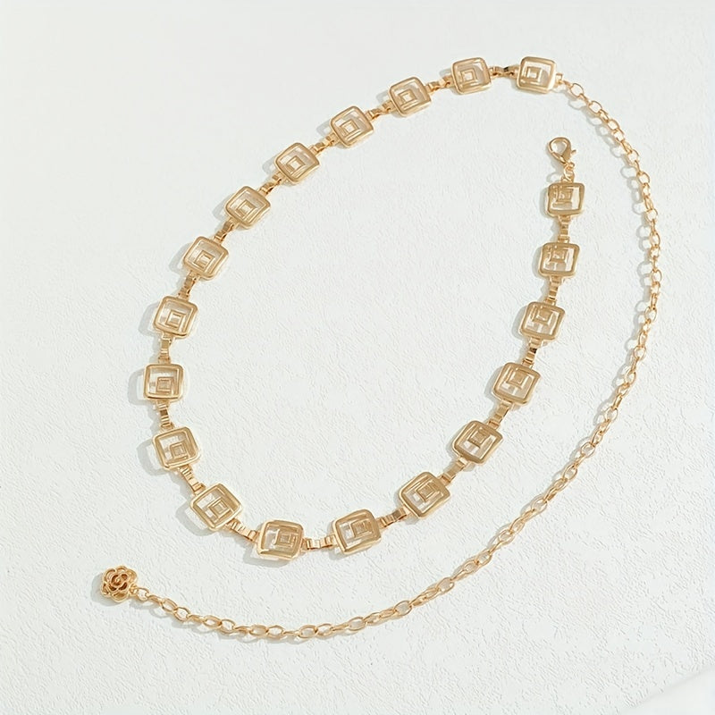 Metal Geometric Waist Chain for Women Decorative Dress Belt Outdoor Beach