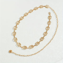 Metal Geometric Waist Chain for Women Decorative Dress Belt Outdoor Beach