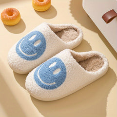 Women's Fuzzy Smile Face Slippers Warm Indoor Plush Shoes