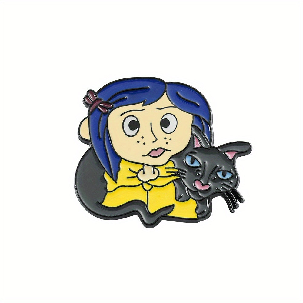 Funny Girl Cat Enamel Pins Metal Badges Backpacks Accessories