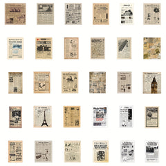 Vintage Newspaper Stickers - 63pcs Retro Waterproof Vinyl Sticker