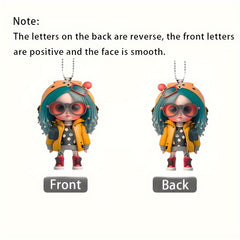 Cute Cartoon Doll Car Mirror Pendant Keychain Christmas Decor