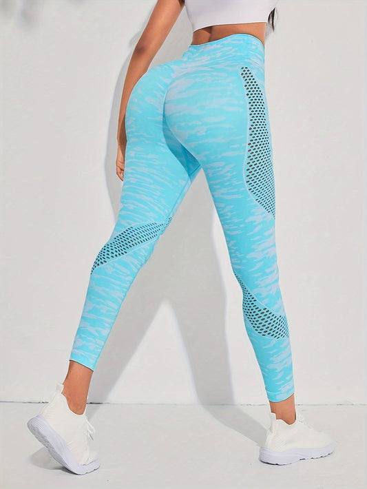 Camo Mesh High Waist Yoga Pants Seamless Leggings for Women