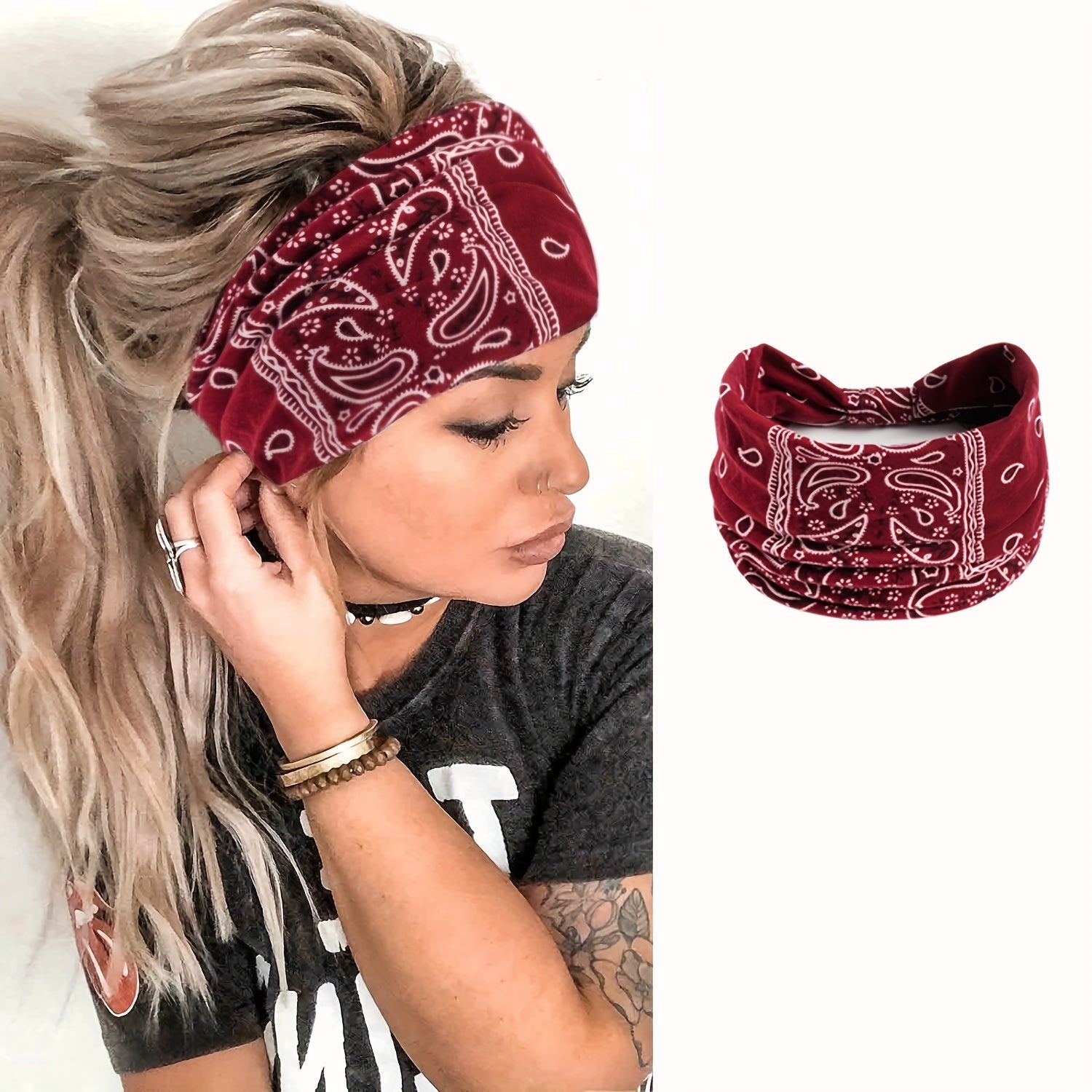 Leopard Print Paisley Pattern Headband Seamless Sports Headband
