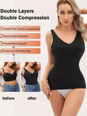 Jacquard Corset Bustier Top Tummy Control V Neck Vest Body Shaper