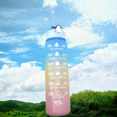 25oz 750ml Motivational Water Bottle Time Marker Gradient Non Toxic for Sports